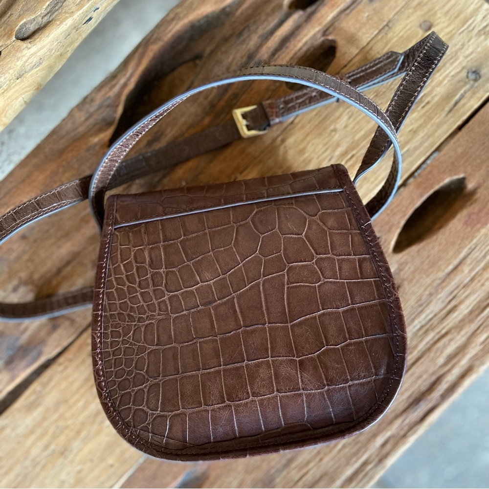 Leather Croc Textured Crossbody Bag by Emma + Sophia - Picture 2 of 11